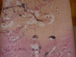 Шёлковый розовый шарф с птицами