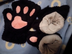 Чёрные кошачьи лапки, перчатки без пальцев