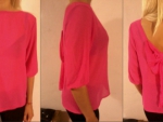 Розовая блуза с бантом